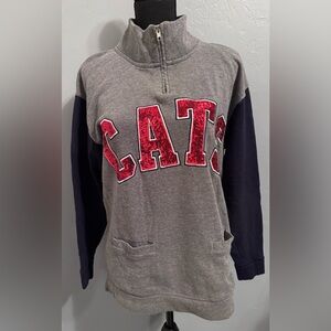 Gray and Black Sweatshirt with Red 'CATS' Design